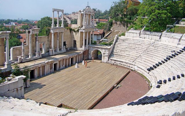 The Ancient Theater is perhaps the most emblematic landmark of Bulgaria's Plovdiv, which is said to be Europe's oldest city. Photo: Edal, Wikipedia
