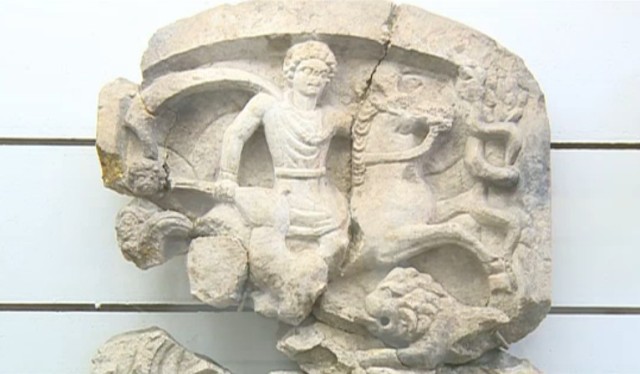 A relief of the supreme Ancient Thracian god, the Thracian Horseman, also known as god Heros, from the Pernik Regional Museum of History's collection of artifacts from the ancient asclepion nearby. Photo: TV grab from News7